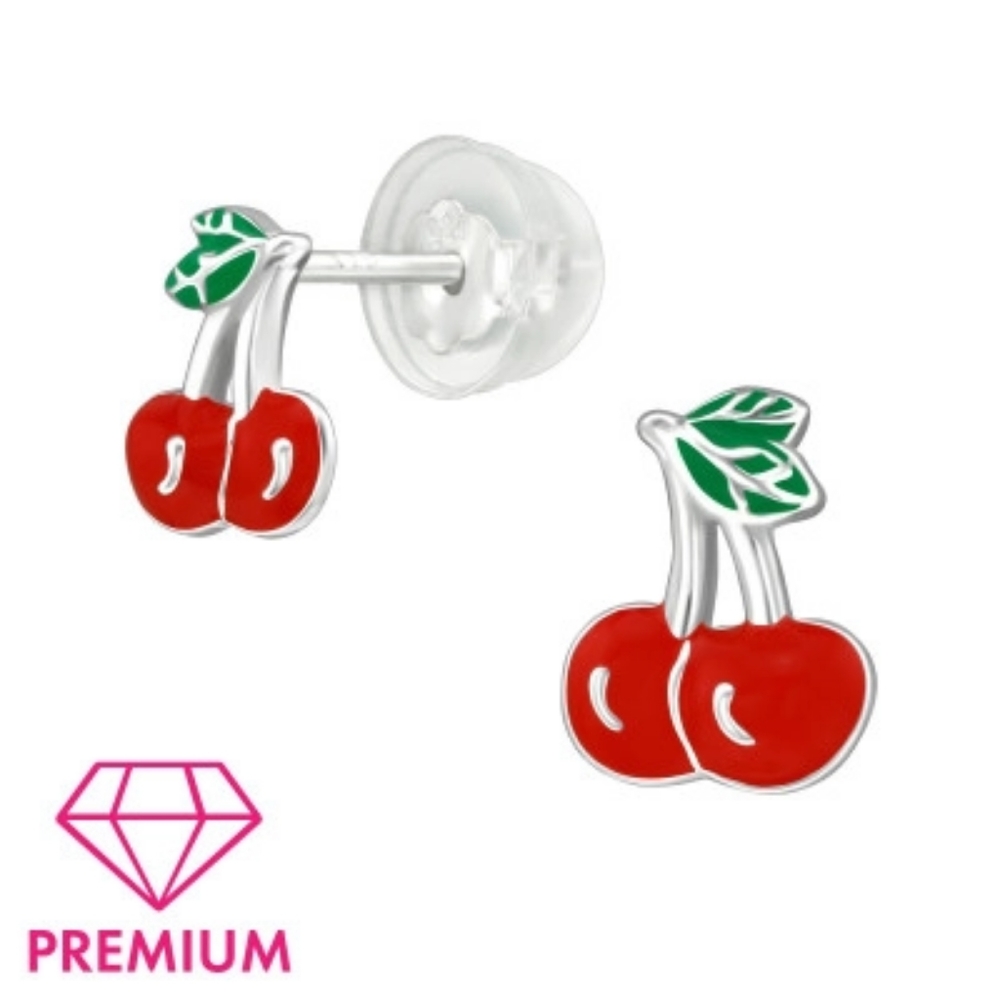 Children's Silver Cherry Ear Studs